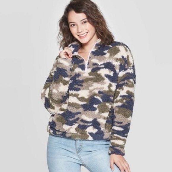 Grayson Threads Weekend Camo Sherpa Fuzzy Sweatshirt